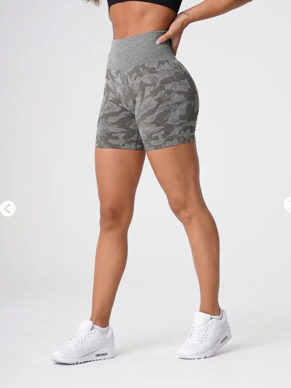 NVGTN Green Camo High-Waist Biker Shorts